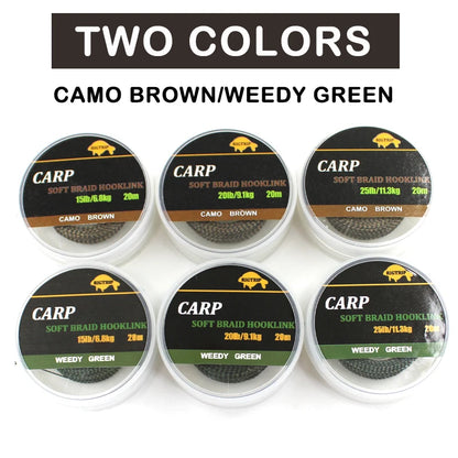 20m Carp Soft Hooklink Braid Line 15/25/35lb Uncoated Hair Rig Tackle