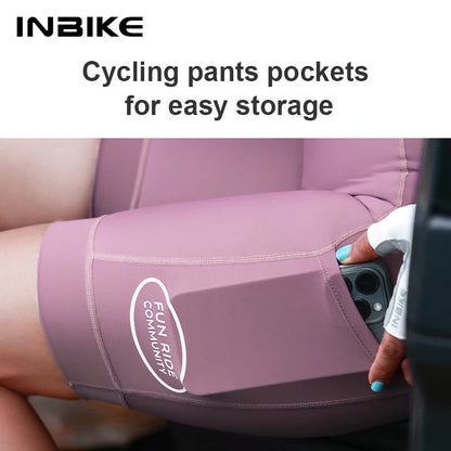 High Waist Cycling Bib Shorts INBIKE Womens Summer MTB Road Bike Padded