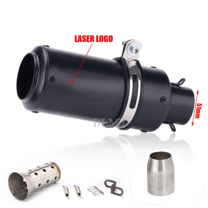 Universal Stainless Steel Slip-On Exhaust Muffler Carbon Look with DB Killer 51-60mm