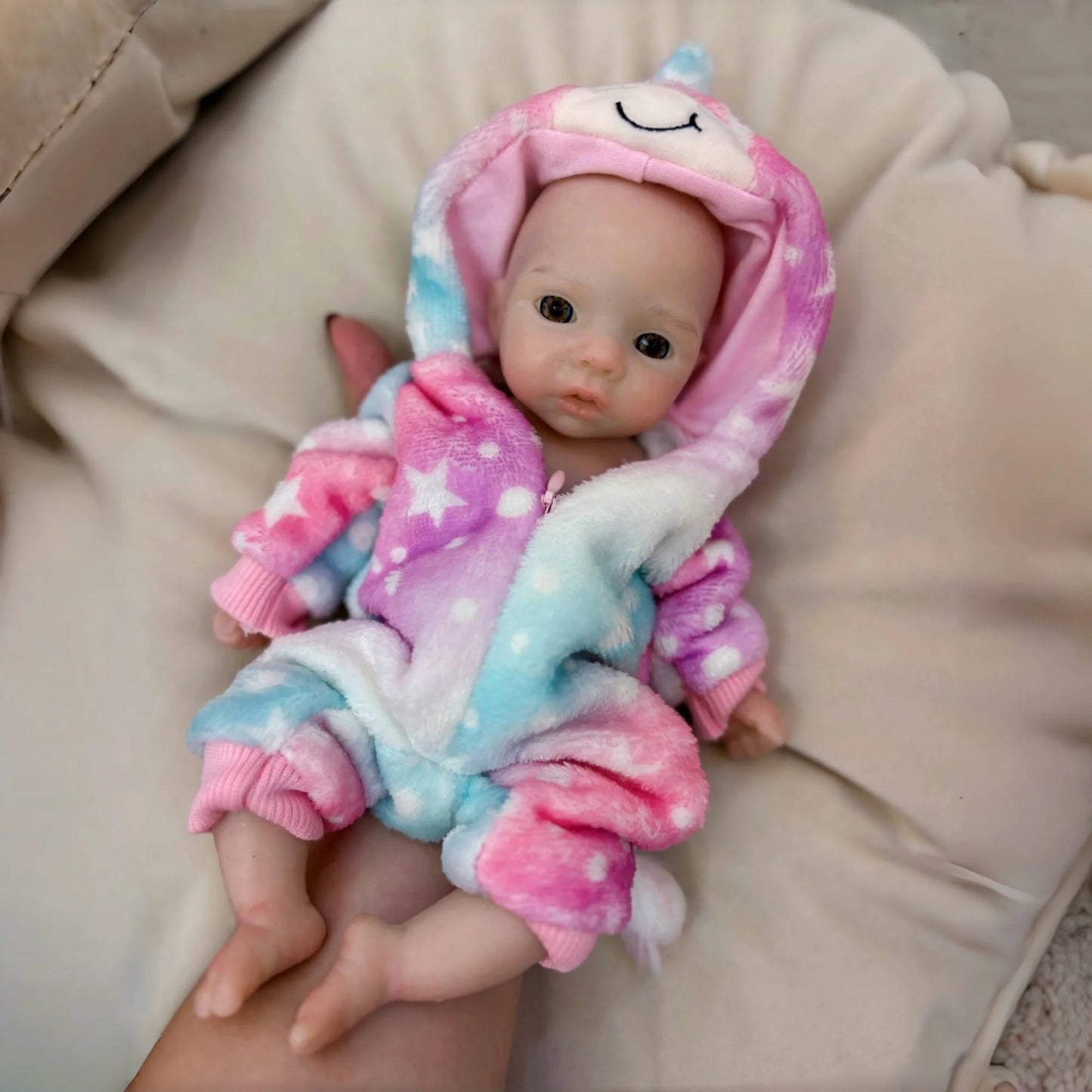 AnjoDoll 10 Inch Silicone Reborn Girl Doll Open Mouth Waterproof Painted Soft