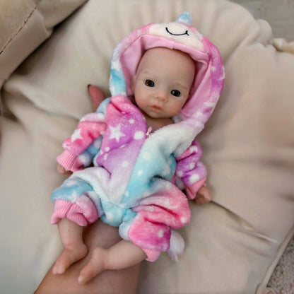 AnjoDoll 10 Inch Silicone Reborn Girl Doll Open Mouth Waterproof Painted Soft