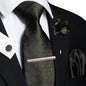 Men's Plaid Tie Clip Set with Pocket Square Cufflinks Wedding Accessories