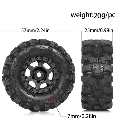 RED SPIDER 1.0 Beadlock Wheels & Mud Tires Set for 1/18 1/24 RC Crawler SCX24