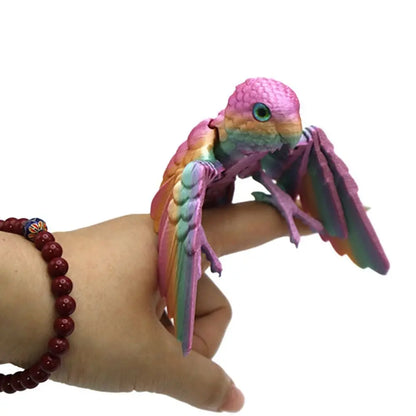 3D Printed Parrot Animal Statue Bird Flexible Model with Moveable Wings
