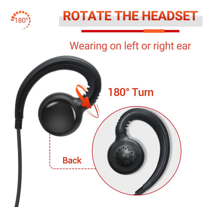 2pcs Pin Headset Earpiece Mic for Baofeng Walkie Talkie PTT Radio