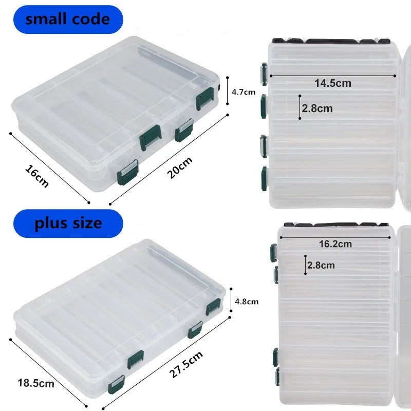 Fishing Tackle Box Double Sided Lure Storage Compartment Case Waterproof