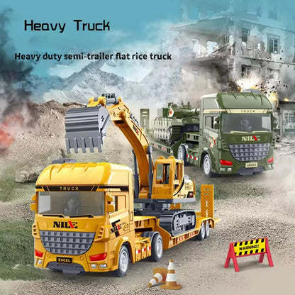 1pcs Scale-carrier Container Engineering Vehicle Excavator Transport Truck Model