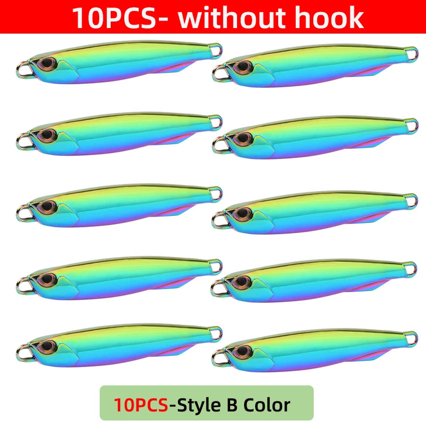 10pcs Fishing Lure Metal Jig Baits Sea Saltwater Casting Tackle 7g-80g