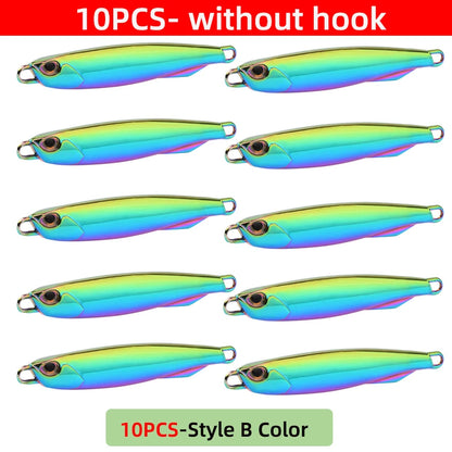 10pcs Fishing Lure Metal Jig Baits Sea Saltwater Casting Tackle 7g-80g