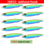 10pcs Fishing Lure Metal Jig Baits Sea Saltwater Casting Tackle 7g-80g