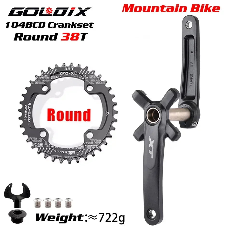 GOLDIX XT MTB Crankset 170/175mm 104BCD Wide Narrow Chainring Shimano SRAM 11–12s - EXPROTAS