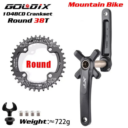 GOLDIX XT MTB Crankset 170/175mm 104BCD Wide Narrow Chainring Shimano SRAM 11–12s - EXPROTAS