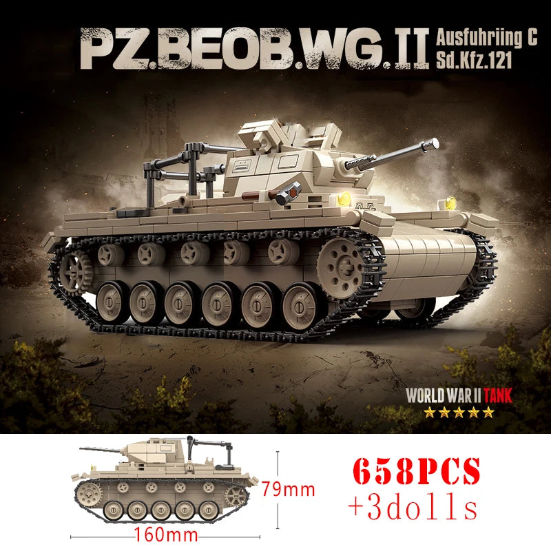 WW2 German Panzer I Tank Building Blocks Military Armoured Brick Toy Set