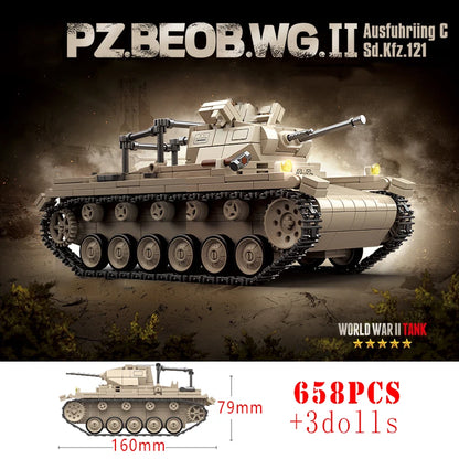 WW2 German Panzer I Tank Building Blocks Military Armoured Brick Toy Set