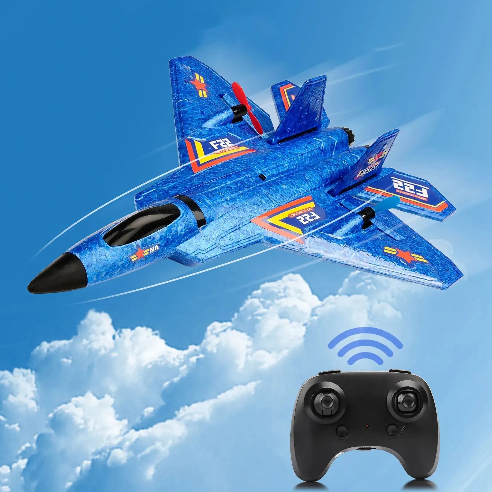 F22 Raptor RC Plane 2.4G 2CH Remote Control Flying Glider With LED Lights EPP Foam Airplane Toys For Children Gifts-EXPROTAS