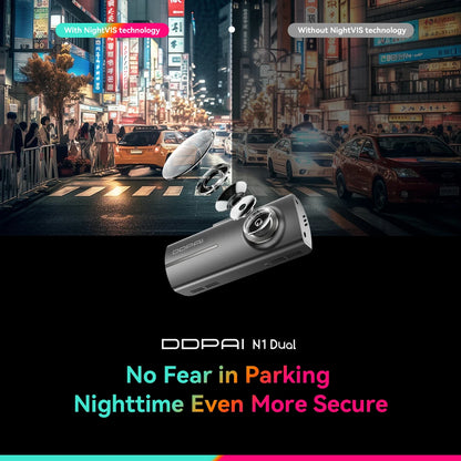 DDPAI N1 Dual Dash Cam 1296P Front & Rear NightVIS App Control