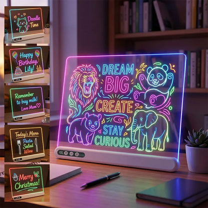 Rechargeable Light LED Drawing Board for Kids Acrylic Neon Message Board