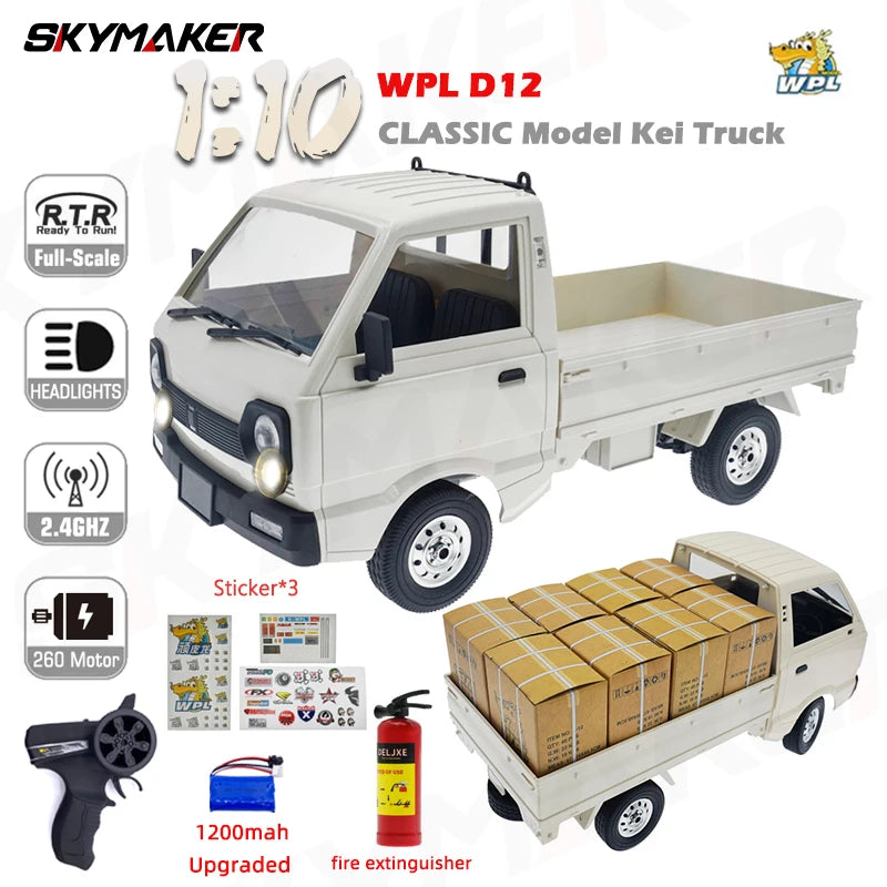 WPL D12 1:10 RC Car Simulation Drift Climbing Truck LED Light On-road RC Cars Trucks For Kids Gifts Toys-EXPROTAS