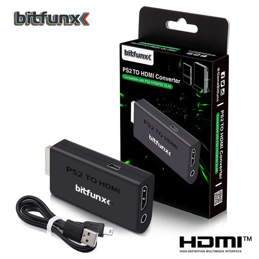 HDMI Adapter for PS2 PS3 Video Converter with 3.5mm Audio Bitfunx