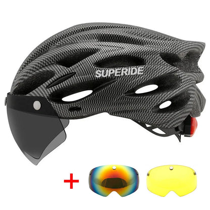 SUPERIDE Men Women Cycling Helmet with Rearlight Sports MTB Bicycle Helmet Road Bike Mountain Bike Helmet with Goggles & Visor-EXPROTAS