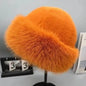 Fluffy Fur Bucket Hat Women Winter Warm Plush Fisherman Cap Thick