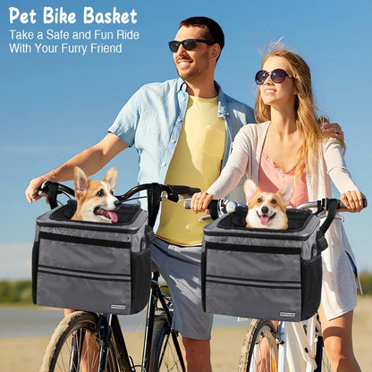 Dog Cat Bike Basket Expandable Pet Carrier Backpack 4-Door Foldable Bike Carrier