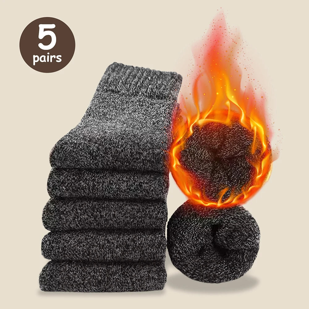 3/5 Pairs Thick Towel Mid-Calf Warm Socks for Winter Snow Boots