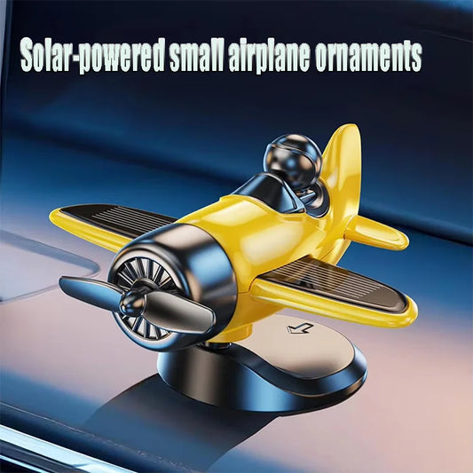 Solar Powered Car Ornament Airplane Rotating Dashboard Decor 360°