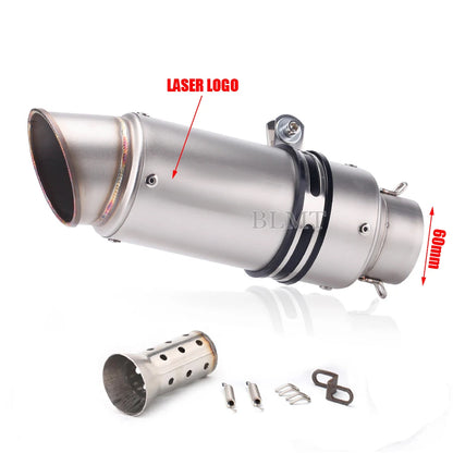 Universal Stainless Steel Slip-On Exhaust Muffler Carbon Look with DB Killer 51-60mm