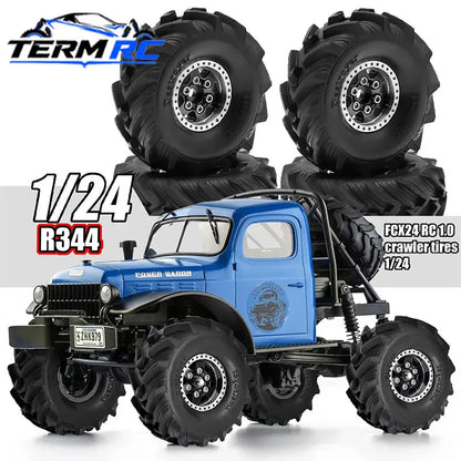 4Pcs Beadlock Wheels 1.0" Rims Mud Tyres for RC Axial SCX24 TRX4M
