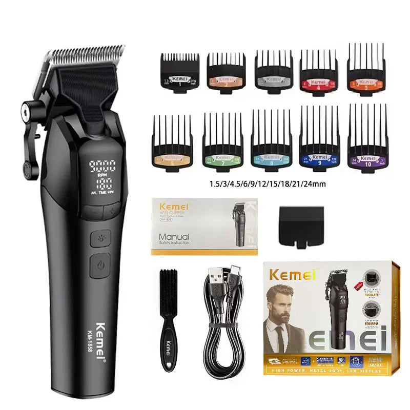 Electric Hair Clipper 10W Cordless Professional Barber Trimmer Kemei