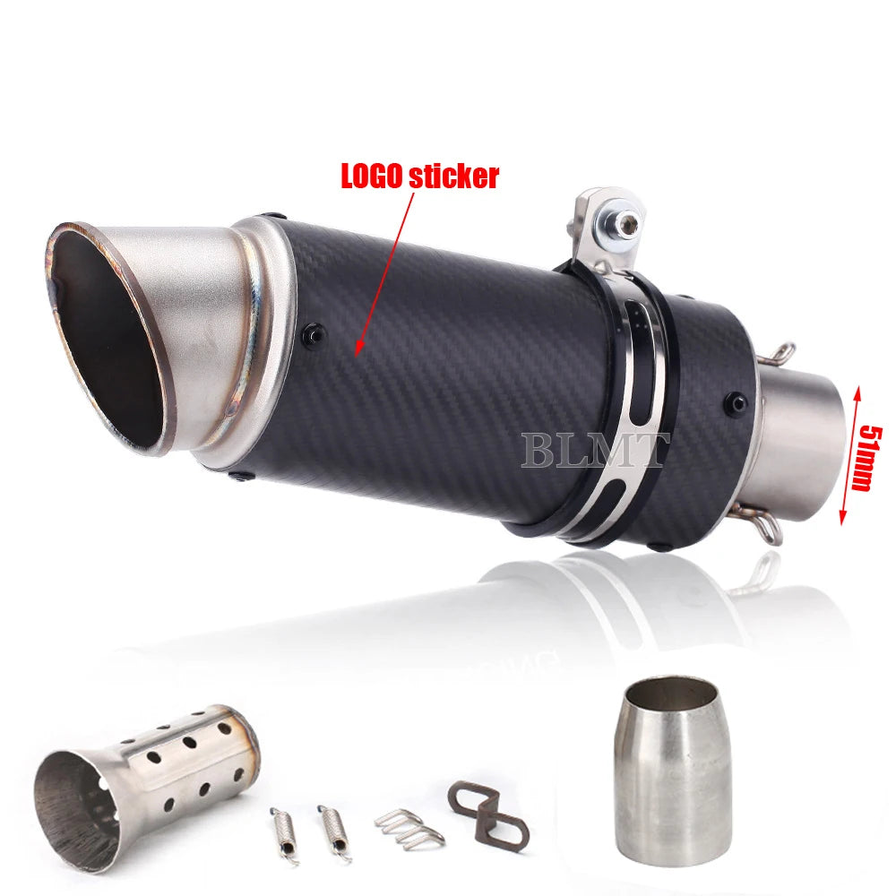 Universal Stainless Steel Slip-On Exhaust Muffler Carbon Look with DB Killer 51-60mm