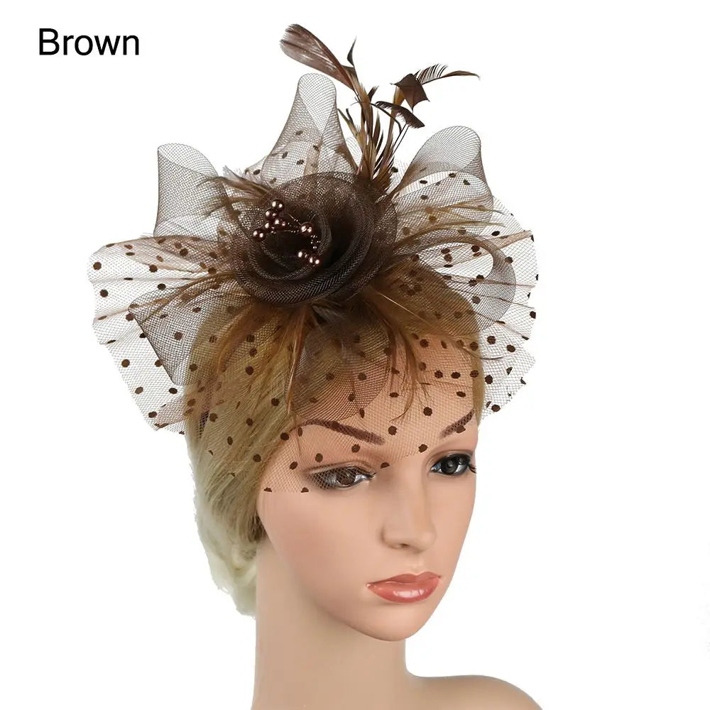 Flowers Feather Mesh Headwear Hat Party Accessory 1pc 27cm Multi Colour