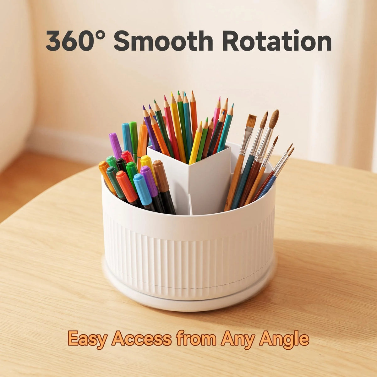 360 Rotating Desk Pen Organizer Large Capacity Holder for Office Storage