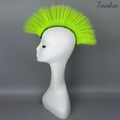 Helmet Mohawk Hair Patches Skinhead Adhesive Wig for Motorcycle Costume