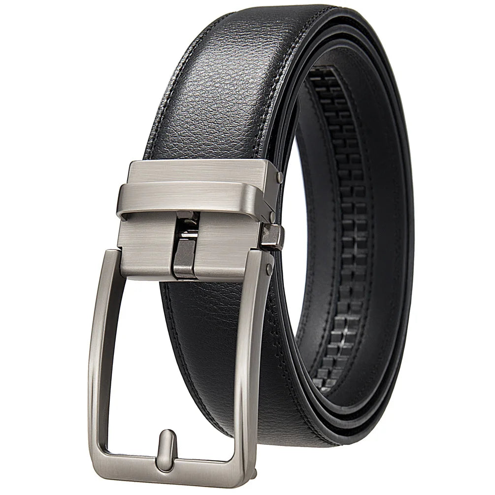 Men's Leather Belt Automatic Buckle 3.5cm Luxury Black Brown