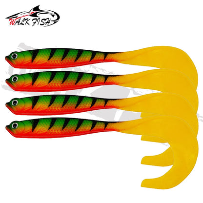 4PCS Fishing Lure Jigging Soft Baits 12.5cm 5.5g Hooks for Bass Pike