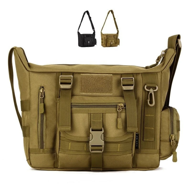 14 Inch Shoulder Bag Tactical Molle Laptop Backpack Rucksack Storage Khaki