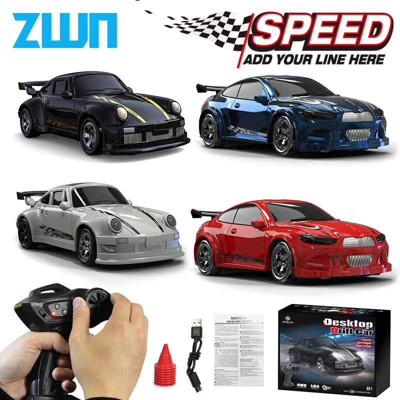 1/64 2.4G Mini RC Drift Car 4WD High Speed GTR Racing Remote Control Toy Gift