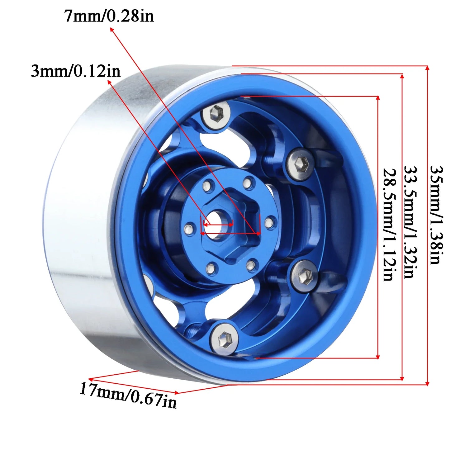 4Pcs CNC Aluminium 1.3in Beadlock Wheels 1/18 1/24 RC Crawler Rims