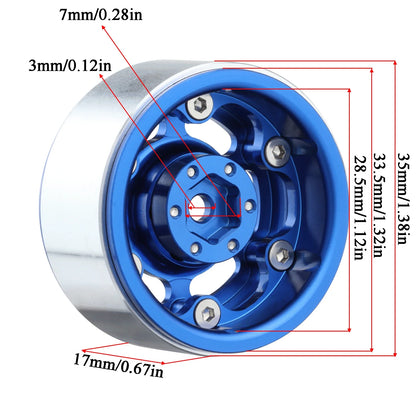 4Pcs CNC Aluminium 1.3in Beadlock Wheels 1/18 1/24 RC Crawler Rims