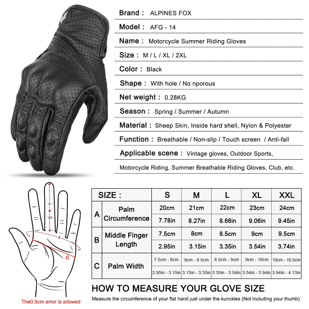 Retro Leather Motorcycle Gloves Full Finger Non-Slip Protective Riding Gloves M-2XL