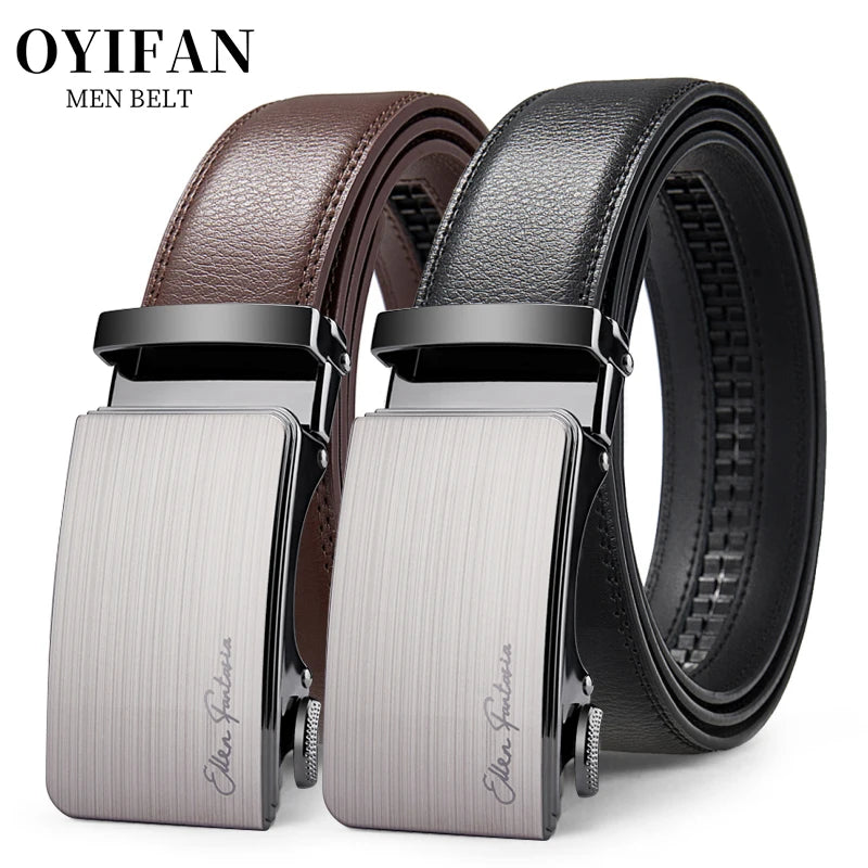 Men's Buckle Automatic Leather Belt Luxury Adjustable Business Jeans