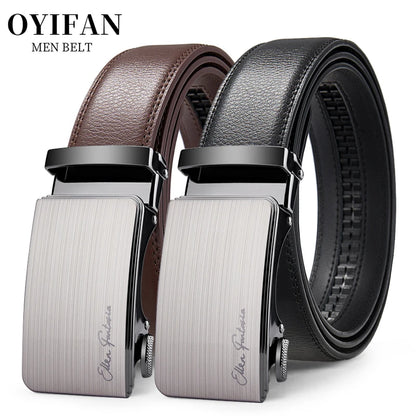 Men's Buckle Automatic Leather Belt Luxury Adjustable Business Jeans