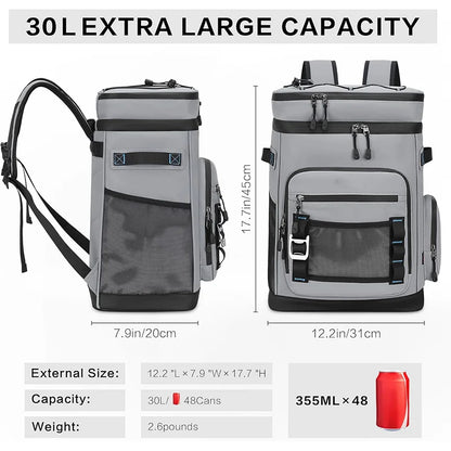 30L Insulated Backpack Cooler Bag Waterproof Rucksack for Camping Picnic
