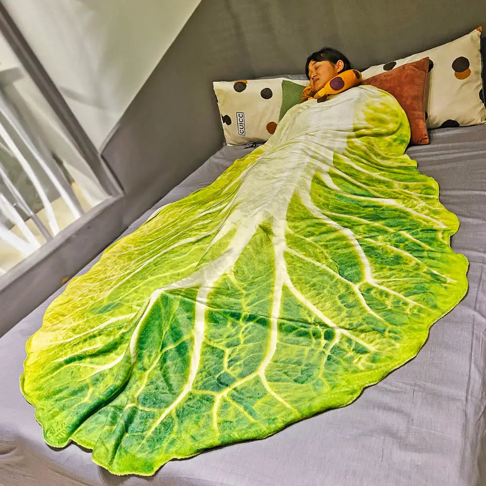 Double Sided Flannel Cabbage Soft Throw Blanket for Home Sofa Decor