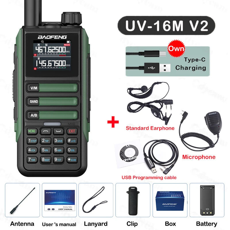 Baofeng UV16M Two Way Radio Walkie Talkie Long Range UHF VHF AM FM
