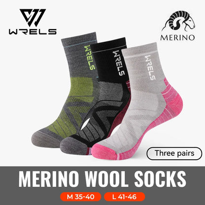 3 Pairs Merino Wool Socks Thermal Thick Hiking Socks for Men & Women