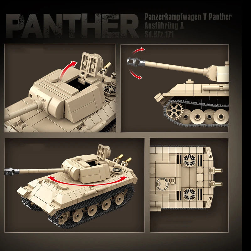 WW2 German Leopard Medium Tank Building Blocks Military Brick Model Educational Toy Gift