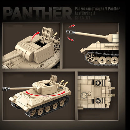 WW2 German Leopard Medium Tank Building Blocks Military Brick Model Educational Toy Gift